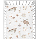 CaTaKu sea turtles crib sheet enhances nursery with a playful, cozy pattern.