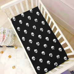 CaTaKu Skull Heads sheet fitted on crib with 360° elastic for snug coverage