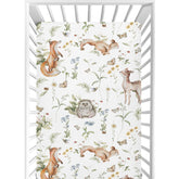 CaTaKu woodland-animals-crib-sheets cute-animals-print adds cozy nursery decor.