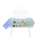 Catchy Food Catcher Antilop attachment secures under-chair protection during meals.