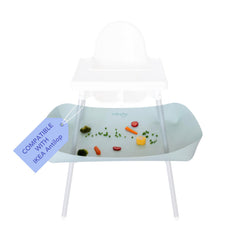 Catchy Food Catcher Antilop attachment secures under-chair protection during meals.