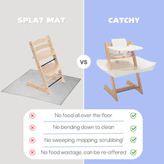 Catchy Food Catcher demonstrating one-time installation on a high chair.