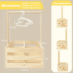 CDSDAS wooden basket with dividers for easy baby wardrobe management