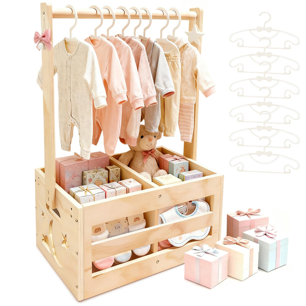 CDSDAS wooden baby shower crate closet with natural finish for organized nursery
