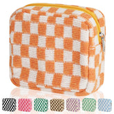 CekPo sanitary napkin storage bag with a checkered pattern for stylish on-the-go organization.