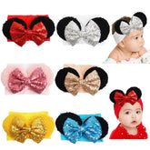 CellElection pink sequin headband with Mickey ears for baby photos
