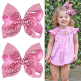 CellElection glitter hair bow clip pink adds sparkle to daily hairstyles