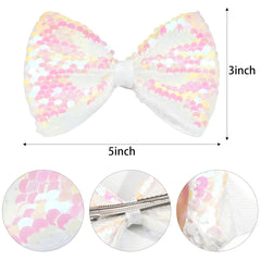 CÉLLOT white sequin bow close-up highlights premium craftsmanship for all-day wear.