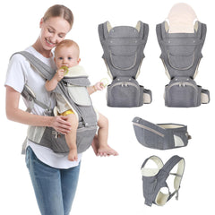 Cemobene Baby Carrier front view shows versatile carry options for growing babies.