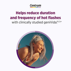 Centrum geniVida bottle suggests potential hot-flash reduction.