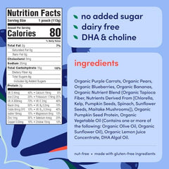 Cerebelly 16-nutrient brain nutrition label highlights vitamins and minerals.