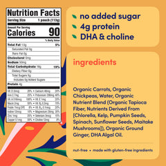 Cerebelly carrot-chickpea pouch nutrition label highlights 16 nutrients