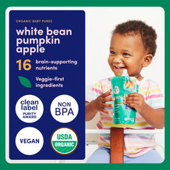 Cerebelly pouch nutrition label highlighting 16 nutrients for development.