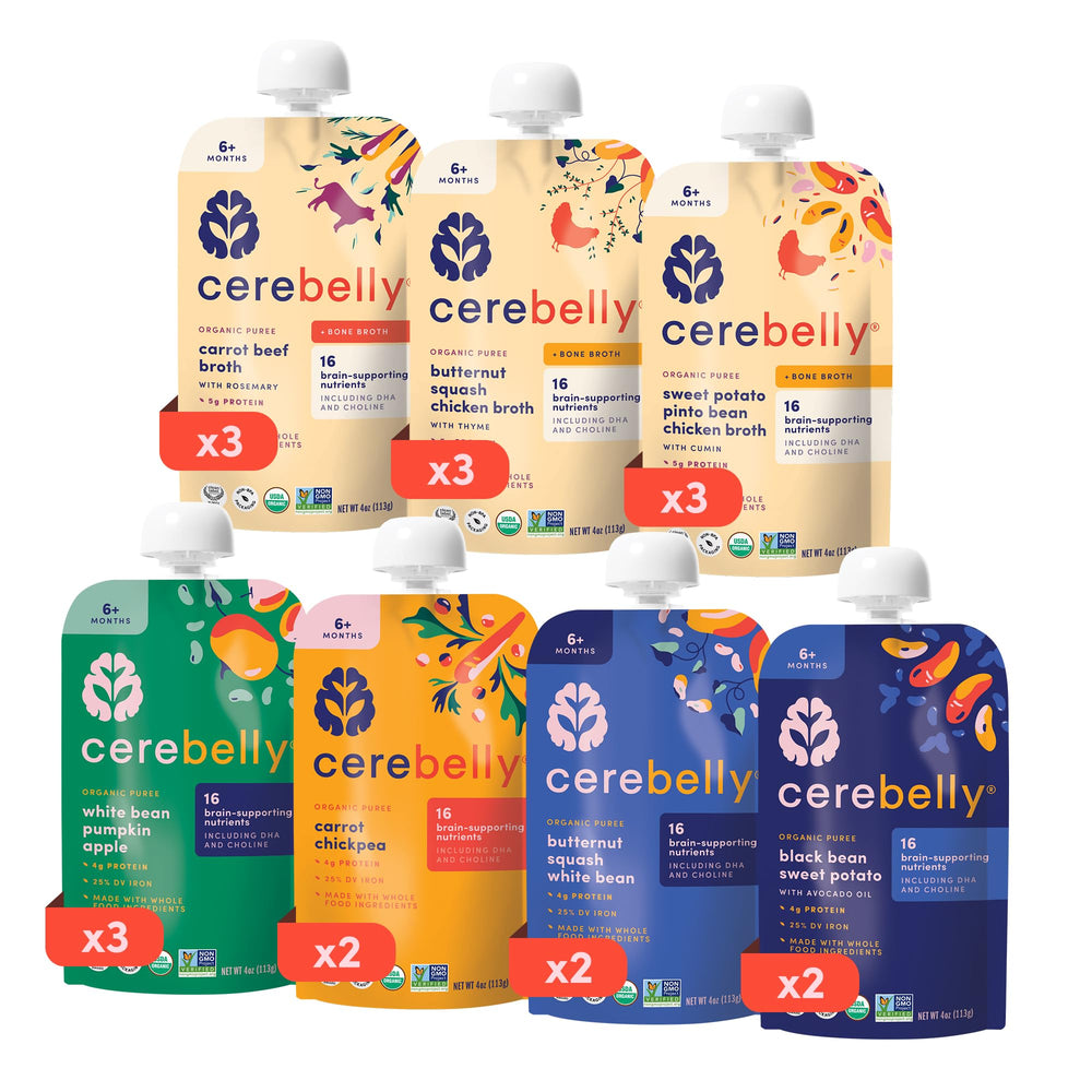 Cerebelly protein-packed pouch – convenient on-the-go nutrition for babies.