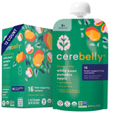 Cerebelly pouch with white bean pumpkin apple puree for on the go baby meals