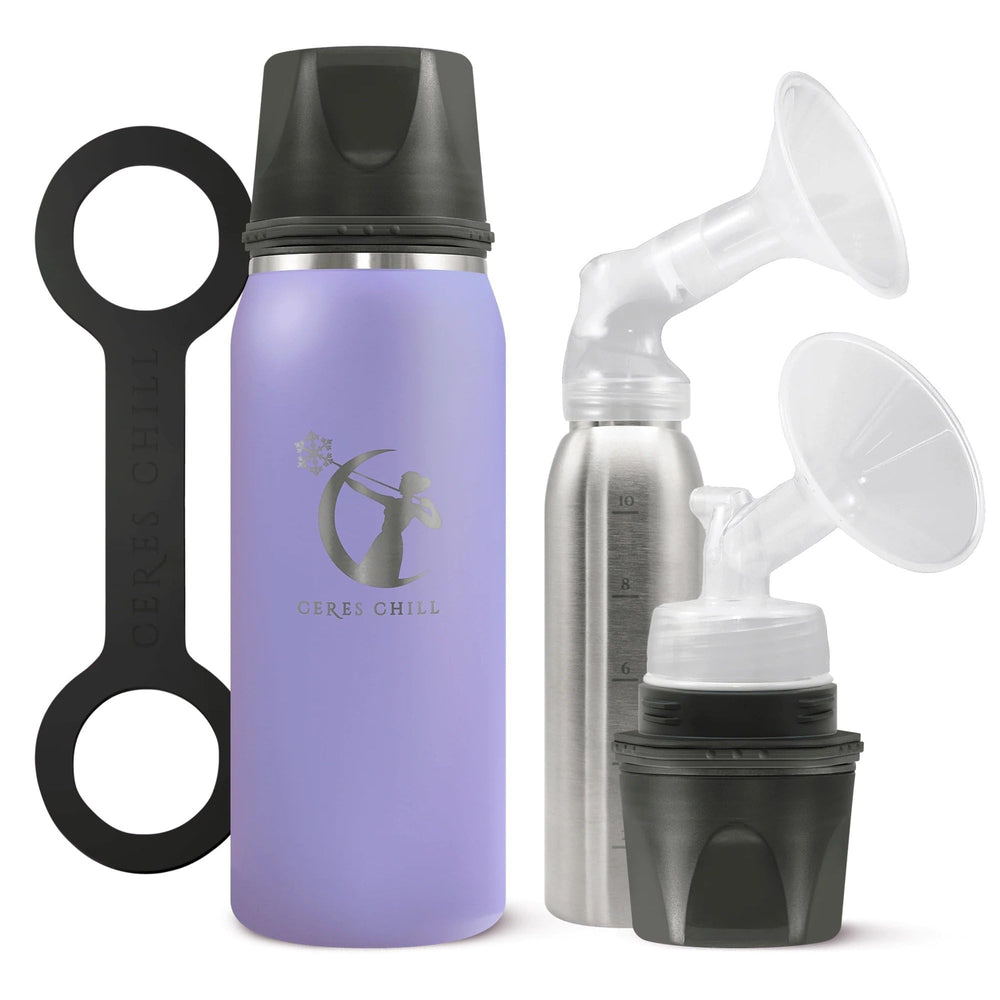 CERES CHILL breastmilk chiller front view showing 34 oz capacity for daily feeds