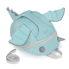 CFX toddler dinosaur backpack front view highlighting playful design and safety leash