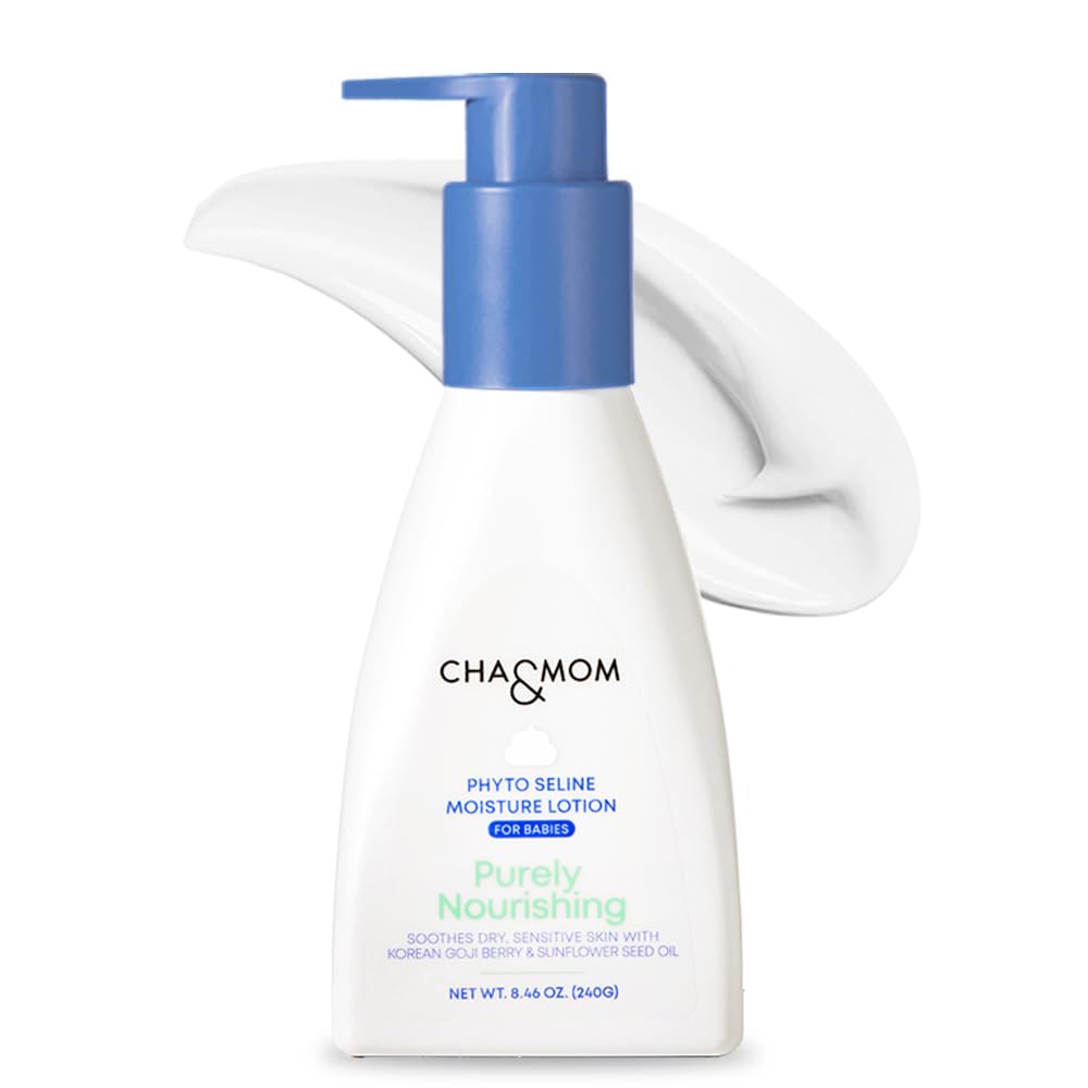 CHA&MOM Korean baby lotion bottle offers gentle, hydrating care for delicate skin.