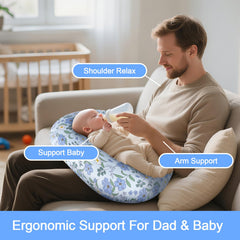 CHANGX3KB nursing pillow shows proper baby-feeding positioning for mom and baby