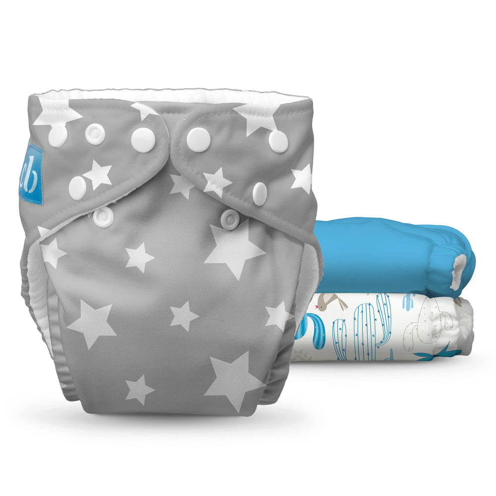 Charlie Banana Under The Stars 3-pack diapers with adjustable snaps for a growing baby.