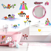 Charon Powerpuff Girls pink sports wall stickers brighten a nursery.
