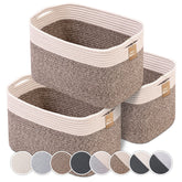CHAT BLANC cotton rope baskets on a shelf organize and declutter living spaces.