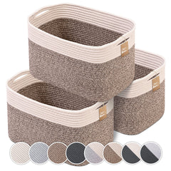 CHAT BLANC cotton rope baskets on a shelf organize and declutter living spaces.
