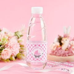 Cheereveal pink element water bottle label for outdoor gatherings.