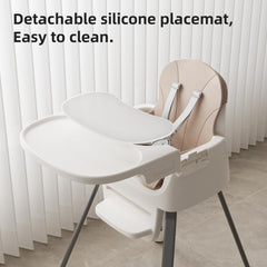 CheerKid portable highchair cushion is removable for quick cleaning.