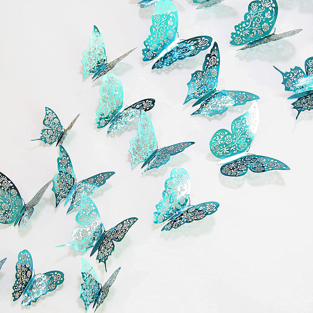 Cheerland butterflies on wall for vibrant teal décor.