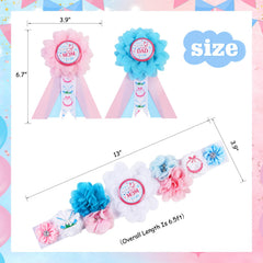 Cheerupp mom to be corsage pin adds coordinating detail for gender reveal looks.