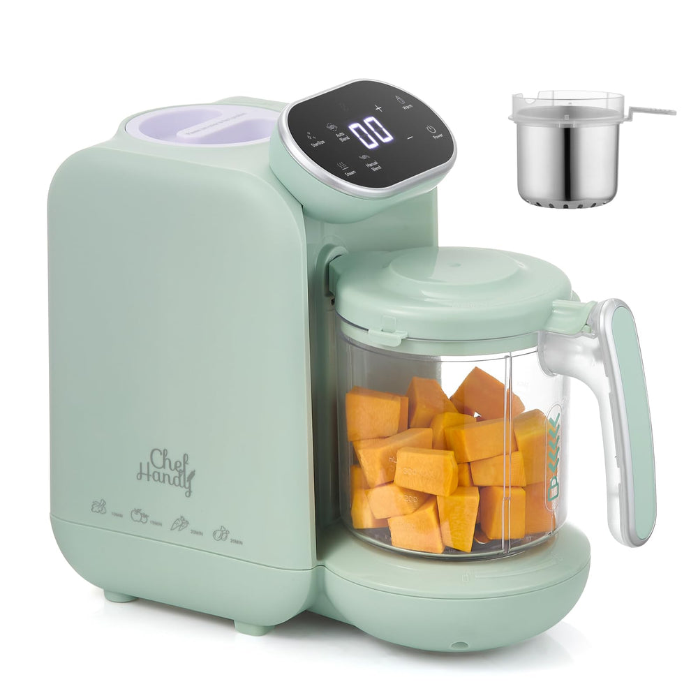 Chefhandy baby food maker with stainless steel steam basket for nutrient-rich meals.