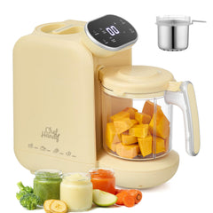 Chefhandy baby food maker steamer basket highlights stainless steel durability and safe heating.