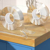 CHENYA Clear Soft Corner Protector Strip on a furniture corner with adhesive for safe edges.