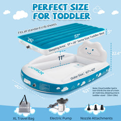 CHERIMOR Inflatable Toddler Bed with 4-sides safety bumpers for secure night sleep