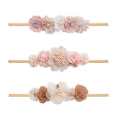 Cherrboll baby flower headbands in soft nylon for gentle daily wear.