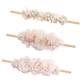 Cherrboll pink flower headband for babies offers soft nylon comfort for newborn photos