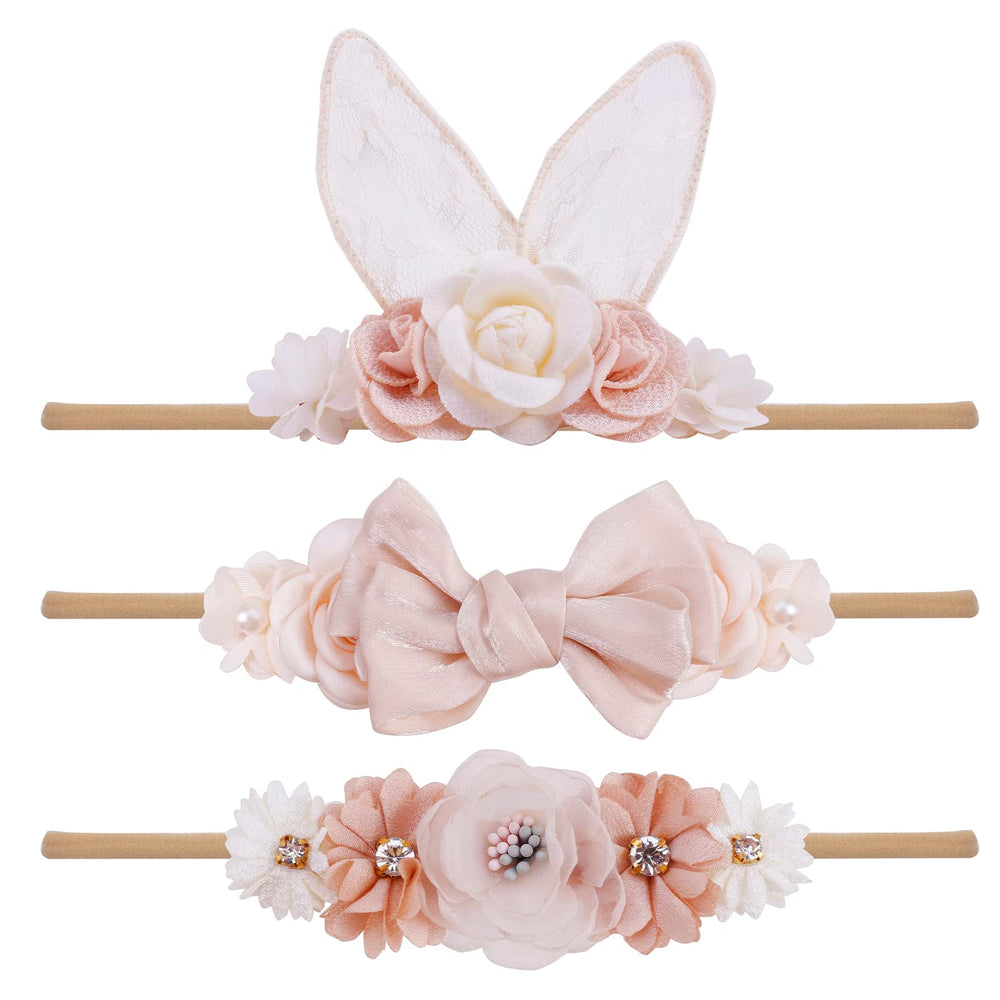 Cherrboll baby headband with flower design, ultra-soft nylon for gentle daily wear.