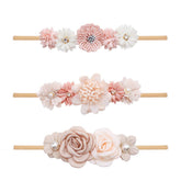 Cherrboll flower set headbands provide soft nylon comfort for newborns.