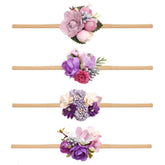 Cherrboll baby headbands with flowers set, soft and gentle for delicate newborn skin