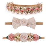 Cherrboll floral baby headband in pink, soft nylon ideal for newborn photos