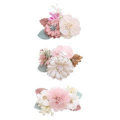 Cherrboll pink flower hair clip with pearl, soft for newborn photography sessions