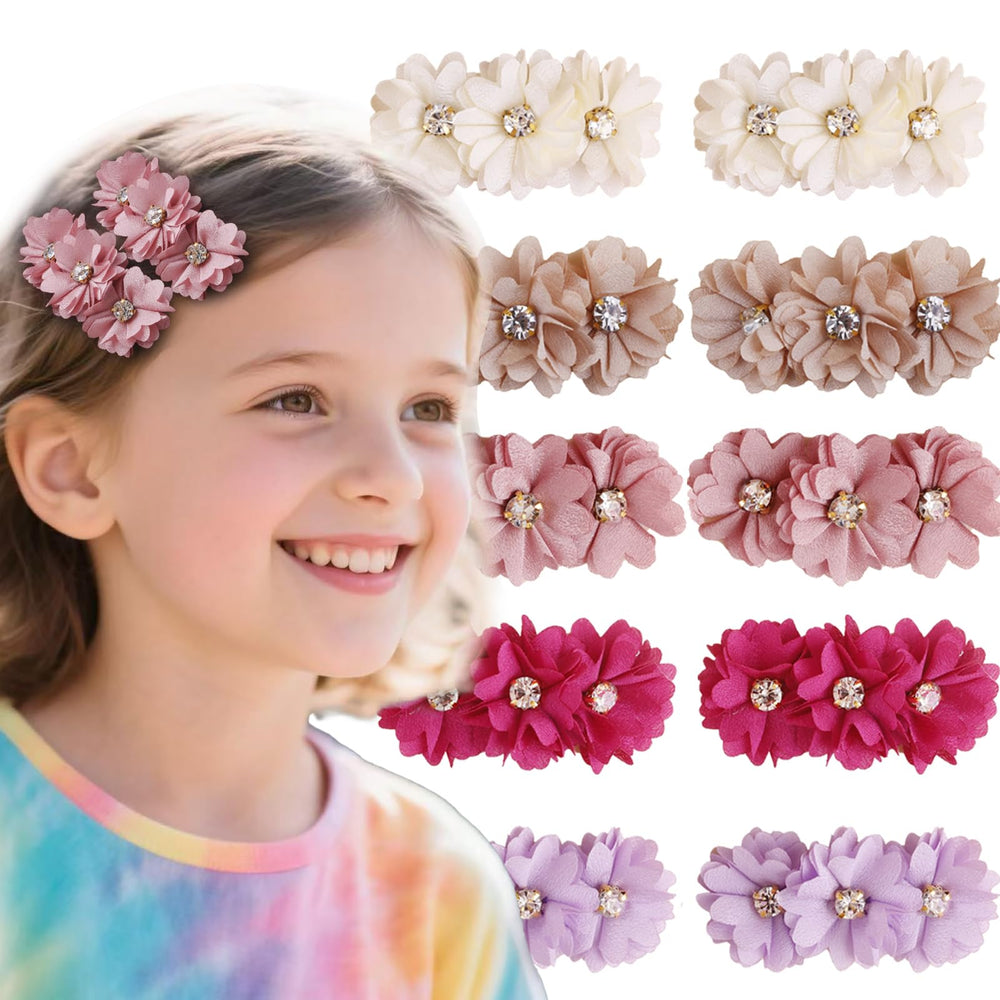 Cherrboll pink rose flower hair clip for babies with soft fabric and secure grip.