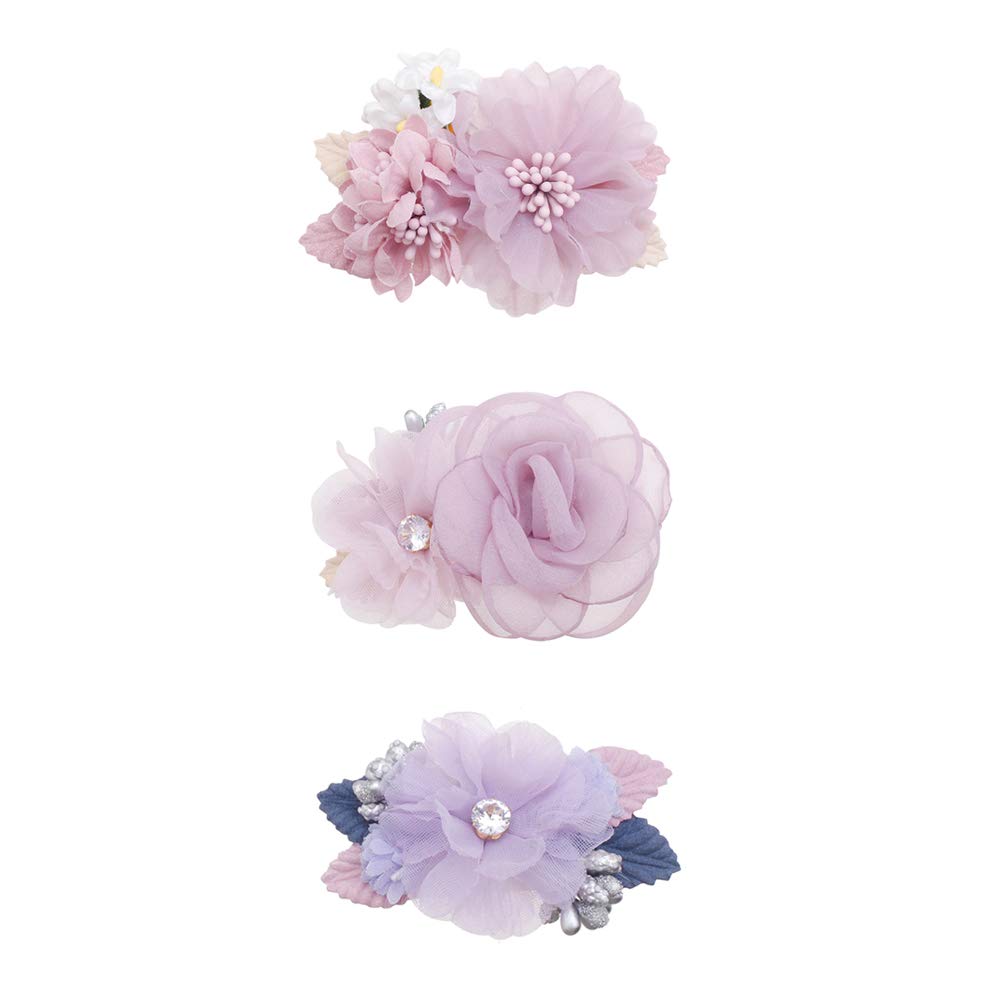 Cherrboll pink flower hair clip set for gentle newborn styling