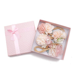 Cherrboll peach flower headband keeps hair in place during outings.