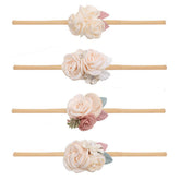 Cherrboll flower headband set in vibrant colors for newborns and toddlers.