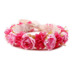 Cherrboll girls flower headband closeup shows soft cotton lace for all-day comfort
