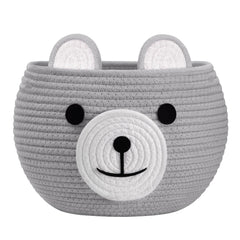 CherryNow bear basket for nursery, stores toys and baby essentials with soft cotton comfort.