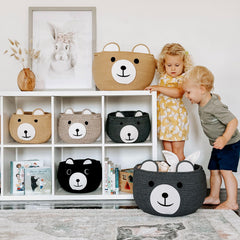 CherryNow cotton rope bear basket with soft texture for toy organization