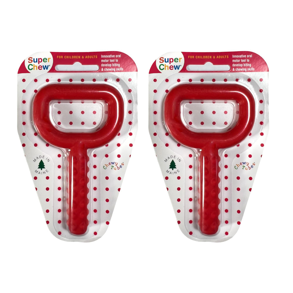 Chewy Tubes Red Super Chew bite surface provides safe biting and tactile input.